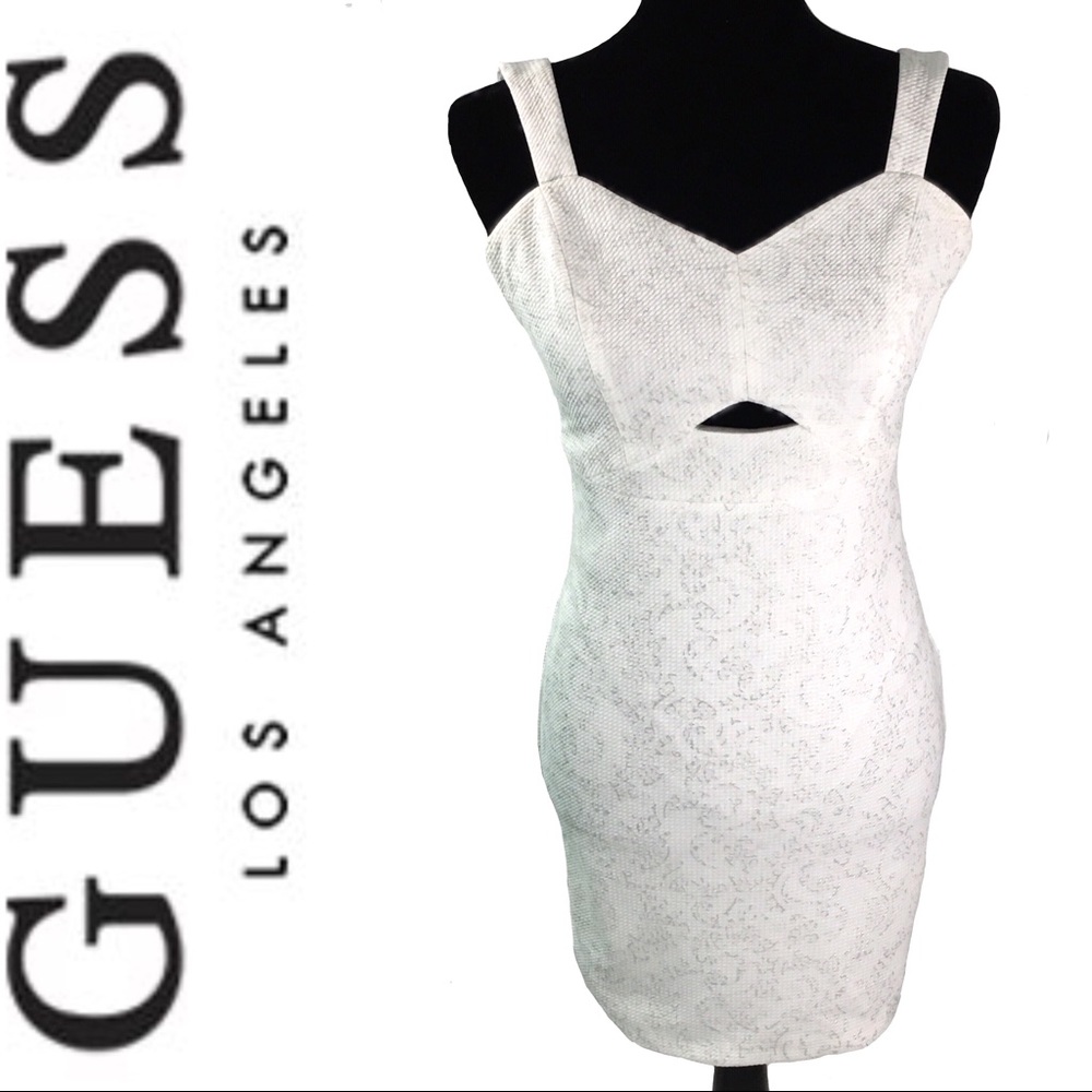 Guess White Keyhole Bodycon Mini Dress Size 0 EUC